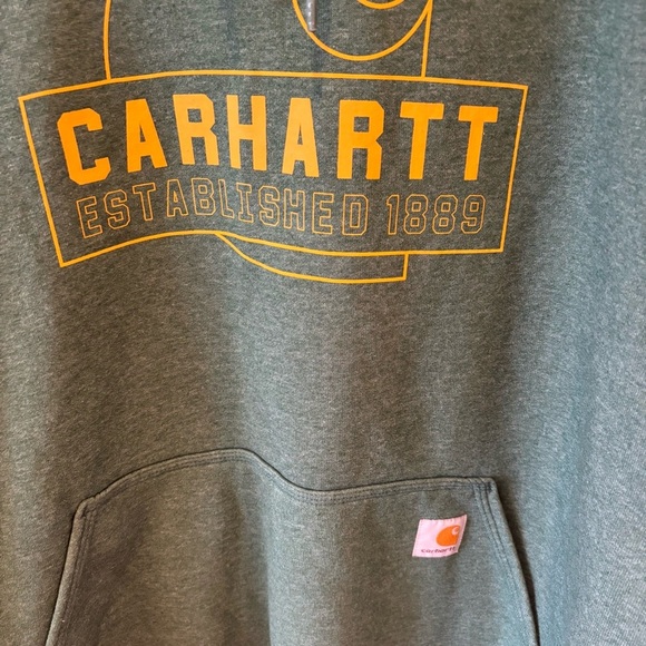 Carhartt Green Hoodie 3XL Loose Fit Graphic Sweatshirt Logo Pullover - Picture 2 of 4